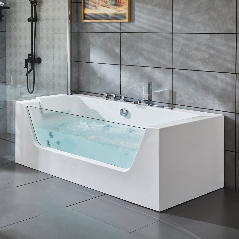 bubbelbadkar – Bubbelbadkar med glasfront & underhållsvärmare 170x80cm | BK-020