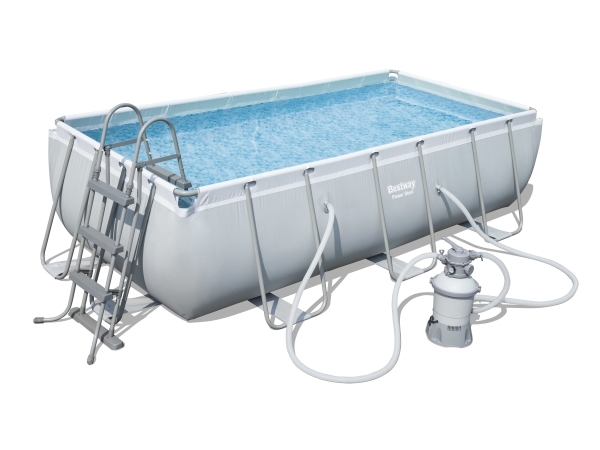 Bestway Power Steel 56442, 6478 l, Pool med ram, Stege, Blå, Grå, 66,9 kg pool – Bestway Power Steel 56442, 6478 l, Pool med ram, Stege, Blå, Grå, 66,9 kg