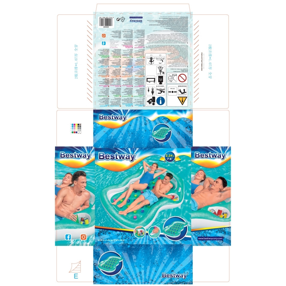pool – Bestway 43045, Blå, Multifärg, Badmadrass, Vinyl, 160 kg, 1740 mm, 2060 mm