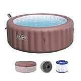 Bestway Lay-Z-SPA energibesparande bubbelpool Hawaii AirJet, Ø 196 x 71 cm, 6 personer, uppvärmning, frostvakt, 140 AirJet-munstycken, appkontroll, termo-skydd, UltraFit-pumpenhet, terrakotta-look pool – Bestway Lay-Z-SPA energibesparande bubbelpool Hawaii AirJet, Ø 196 x 71 cm, 6 personer, uppvä