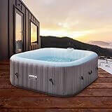 Arebos Spa Whirlpool 2400W | Utomhuspool | för 6 personer 185x185cm | 130 massagejets | 910 L med värme | Uppblåsningsfunktion med en knapptryckning | Inkl. lock | Bubble Spa & Wellness Massage pool – Arebos Spa Whirlpool 2400W | Utomhuspool | för 6 personer 185x185cm | 130 massagejets | 910 L