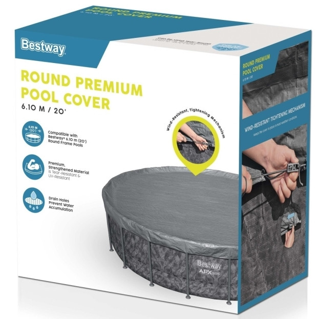 Bestway poolöverdrag 610 cm Premium Rund Poolcover pool – Bestway poolöverdrag 610 cm Premium Rund Poolcover