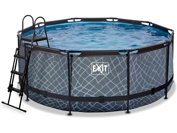 EXIT Stone pool ø360x122cm med filterpump - grå 10126 L pool – EXIT Stone pool ø360x122cm med filterpump - grå 10126 L