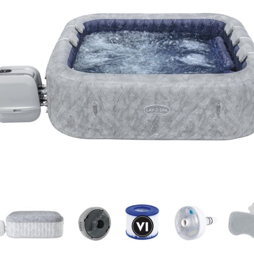 Bestway Lay-Z-Spa® San Francisco Energieffektiv Smart AirJet™ Uppblåsbar Bubbelpool med App-kontroll 5-7 Personer (6001Q) pool – Bestway Lay-Z-Spa® San Francisco Energieffektiv Smart AirJet™ Uppblåsbar Bubbelpool med App-k